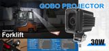 Projektor GOBO pro vysokozdvižný vozík a stroje 10-80V s IP67 - 30W