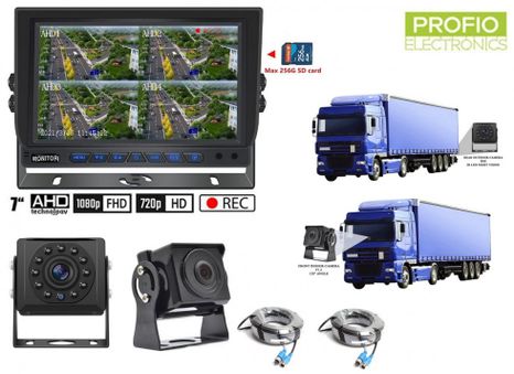 AHD couvací set - přední HD kamera + zadní kamera s 11x IR LED + 7" HD monitor