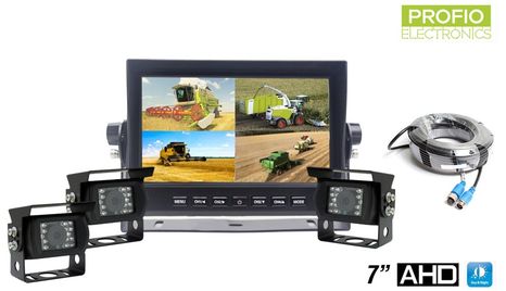 AHD parkovací set s 7" monitorem + 3x HD kamera s IR LED