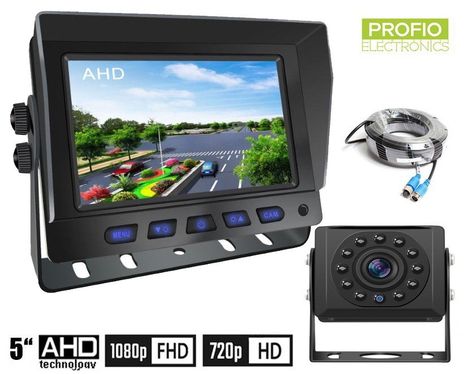 AHD/CVBS HD parkovací systém - 5" hybridní 2CH monitor do auta + HD kamera