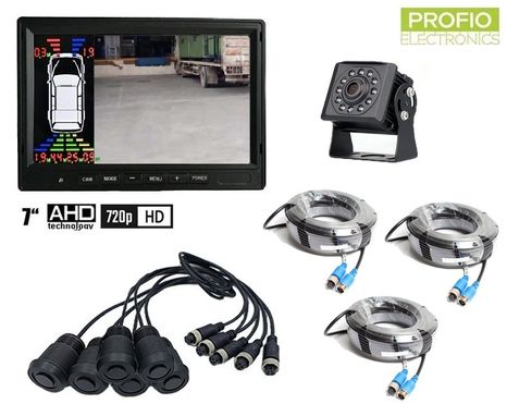 Couvací set 6x parkovací senzor - 7" LCD monitor + HD kamera + 11x IR LED