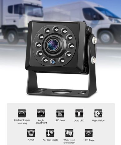 Parkovací voděodolná IP68 mini HD kamera do auta - 175° úhel pohledu + IR noční vidění