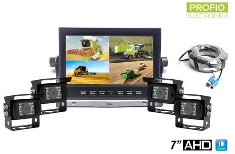 Pracovní AHD LCD HD set na couvání se 7"monitorem a 4 HD kamerami