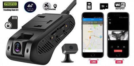 PROFIO X4 - WiFi kamera do auta duální + GPS monitoring + Live přenos