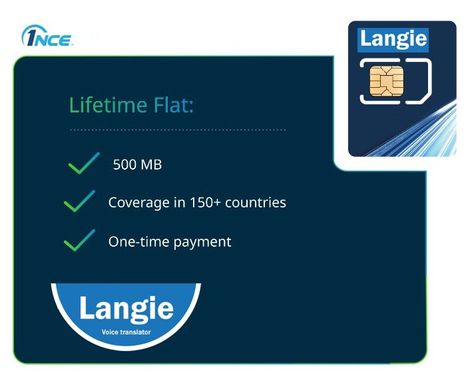 SIM karta LANGIE ULTRA předplacený 500MB objem dat - podpora 2G/3G/4G/LTE pro překlad ve 150 zemích