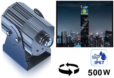 Ultra výkonný projektor 500W - Gobo lampa reflektor do 200m budovy/stěny