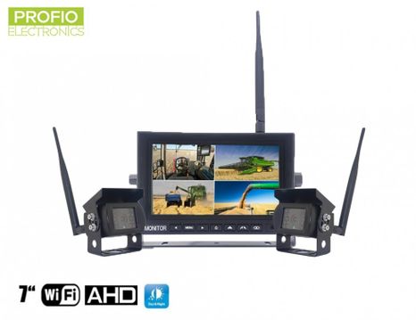 Bezdrátová couvací kamera set AHD s monitorem 7" + 2x HD kamera.
